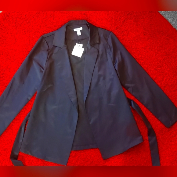 Solid Open Front Blazer - Picture 3 of 4